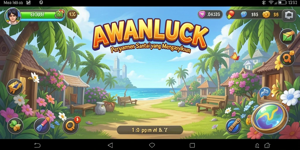 Screenshot menampilkan gameplay santai dan penuh warna dari AWANLUCK.