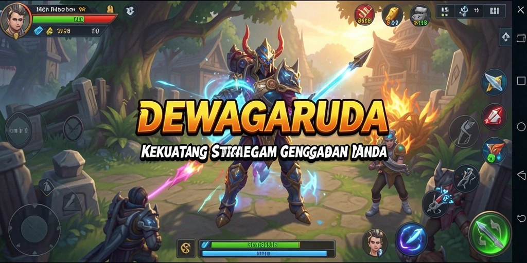 Tampilan gameplay DEWAGARUDA yang menarik dan strategis.