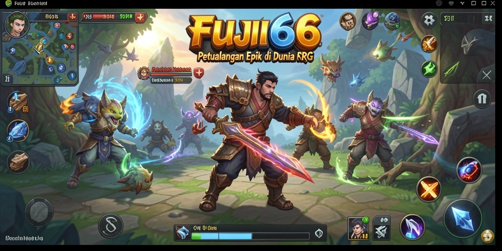 Tangkapan layar utama FUJI66 menampilkan aksi seru dalam petualangan RPG.