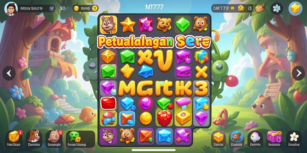 Tampilan menawan dari gameplay seru MT777 dengan elemen Match-3.