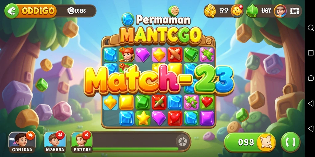 Screenshot gameplay ODDIGO dengan tampilan level Match-3 yang menarik.