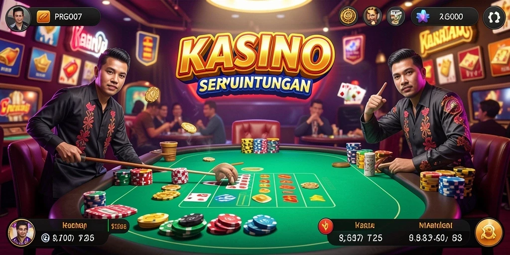 Screenshot utama PRG007 yang menunjukkan gameplay kasino yang menegangkan.