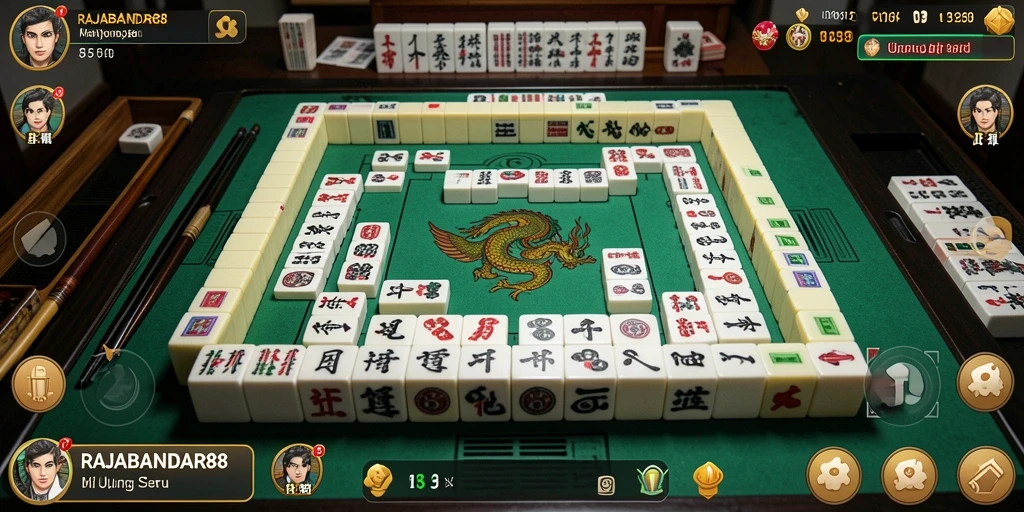 Gameplay seru RAJABANDAR88 dengan visual menawan saat bermain Mahjong.