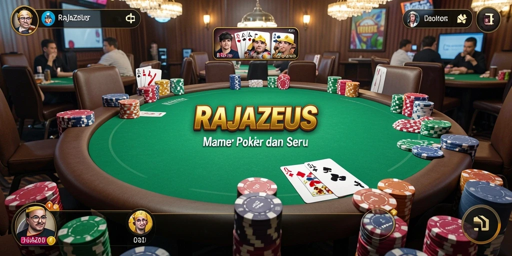 Tampilan gameplay seru dalam RAJAZEUS saat bermain poker.