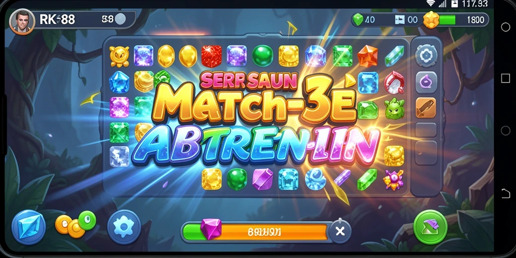 Screenshot gameplay RK88 yang menampilkan tantangan seru Match-3.