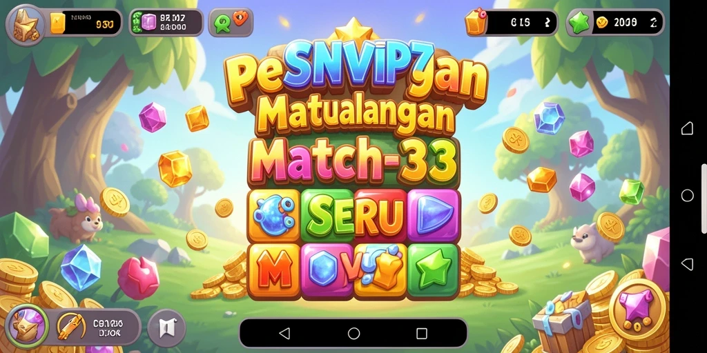 Tampilan gameplay seru dalam game Match-3 RSNVIP7 dengan grafis yang menawan.
