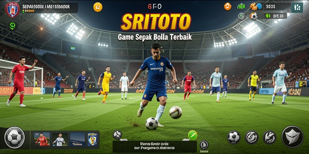 Screenshot gameplay SRITOTO menampilkan aksi sepak bola mendebarkan.